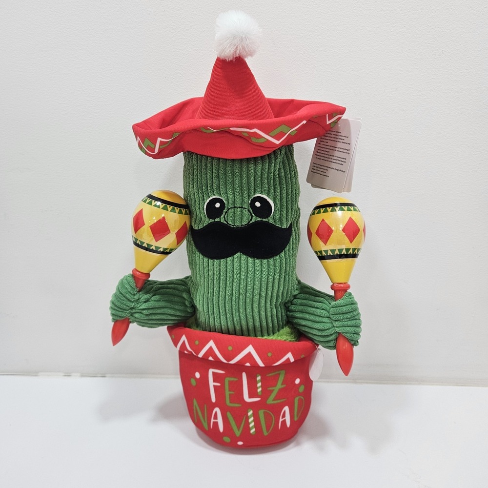 Animated Singing Dancing Christmas‎ Cactus Maracas Playing Feliz Navidad Plush